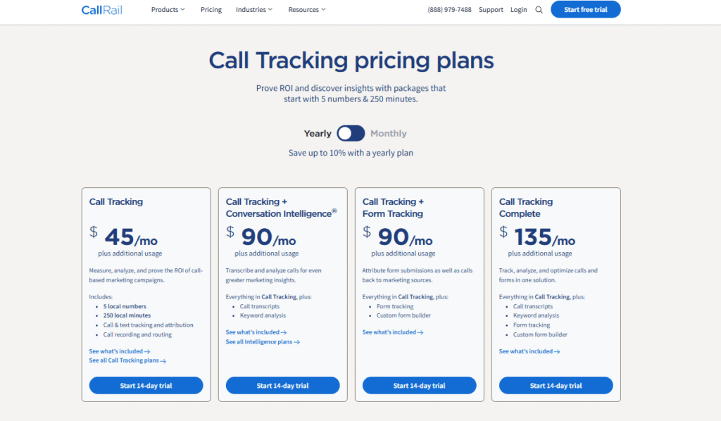 Callrail Pricing Plan