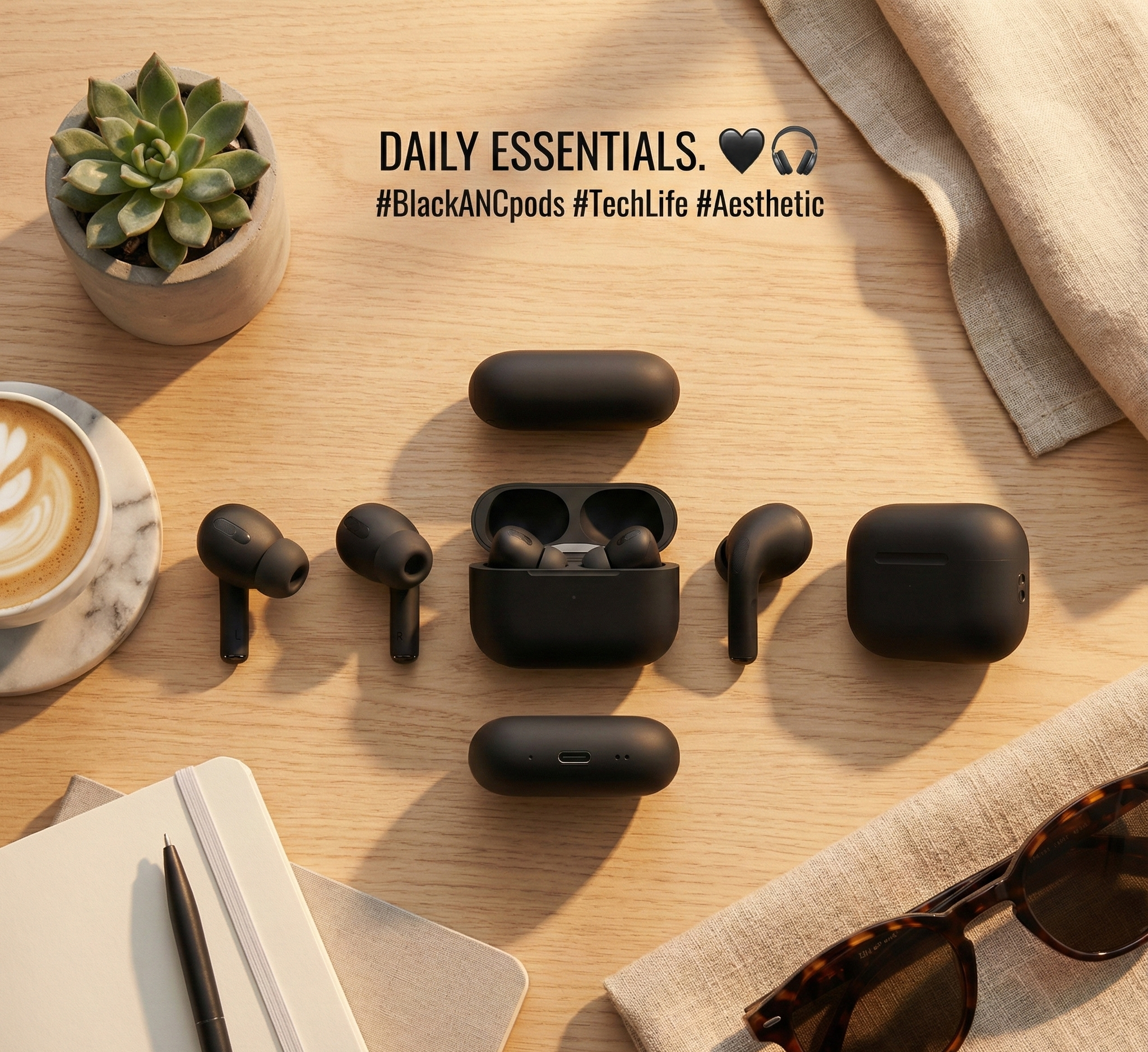 ANC Style True Wireless Bluetooth Earbuds with Charging Case | HD Sound, Clear Calls, 5H Playtime | Compatible with Android & iOS (Black)