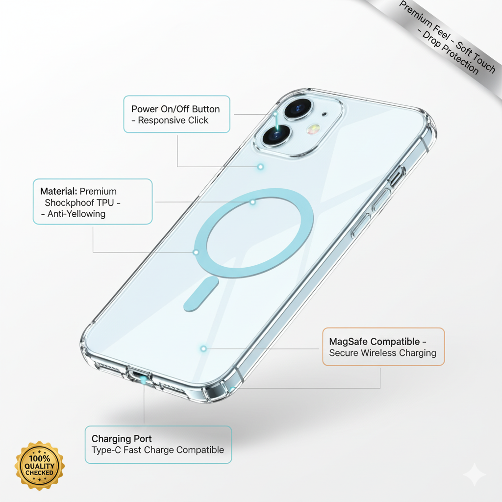 Premium Transparent MagSafe Compatible Case for iPhone