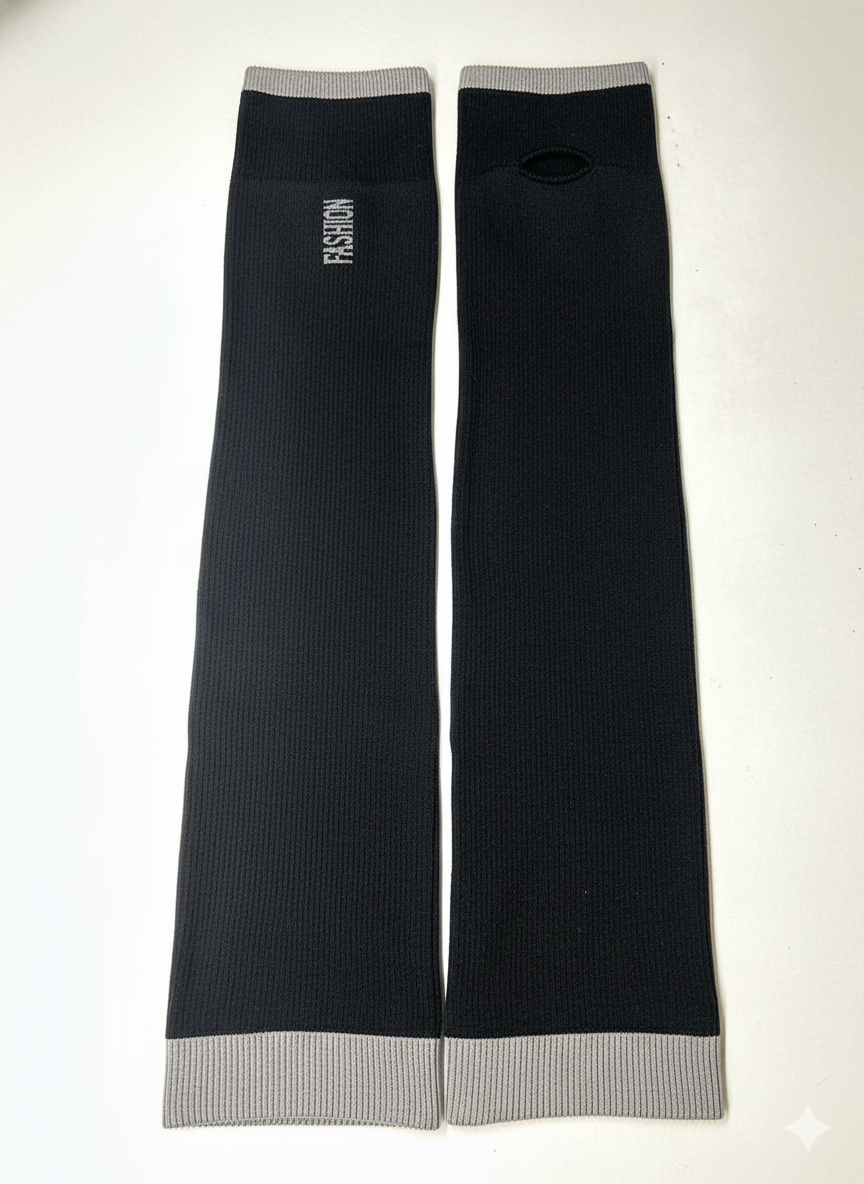 UV Protection Arm Sleeves with Thumb Hole | Nylon Stretch Cooling Sports Sleeves for Men & Women (Pair of 2)