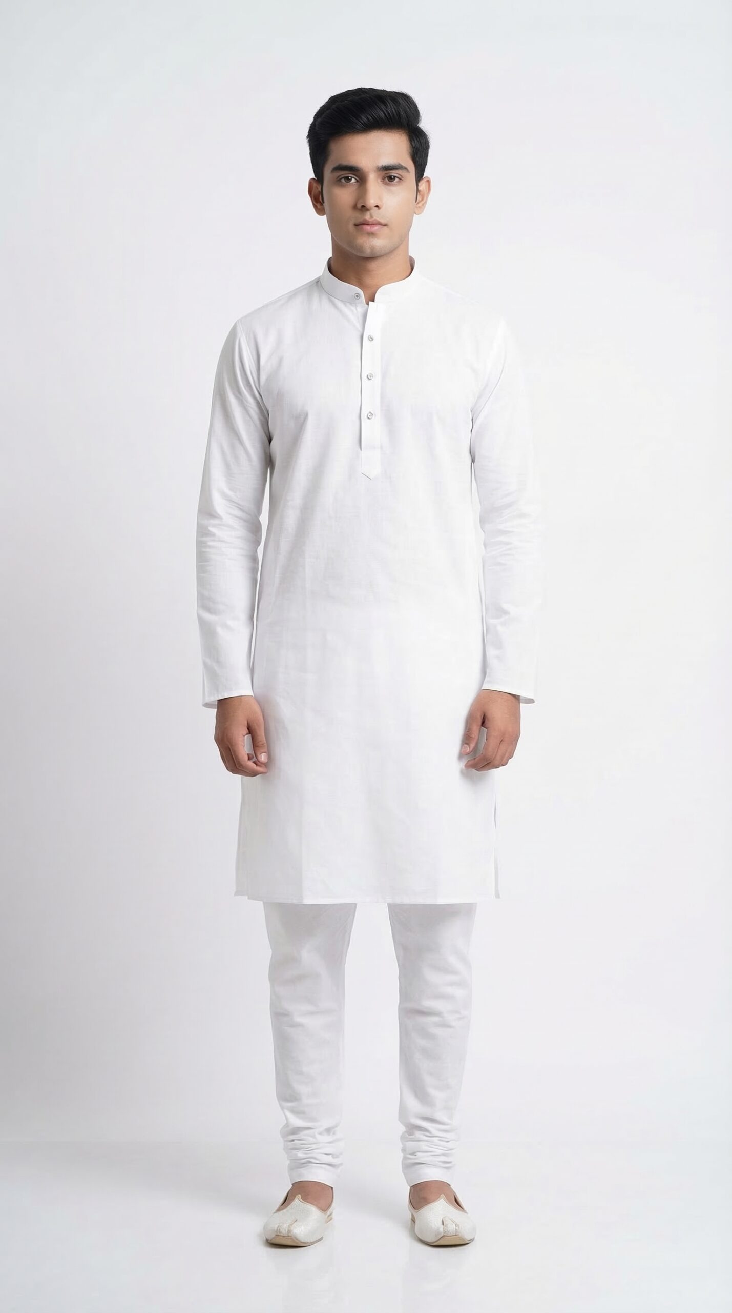 Pure Cotton White Kurta Pyjama Set | Classic Straight Fit | Sizes 40–44