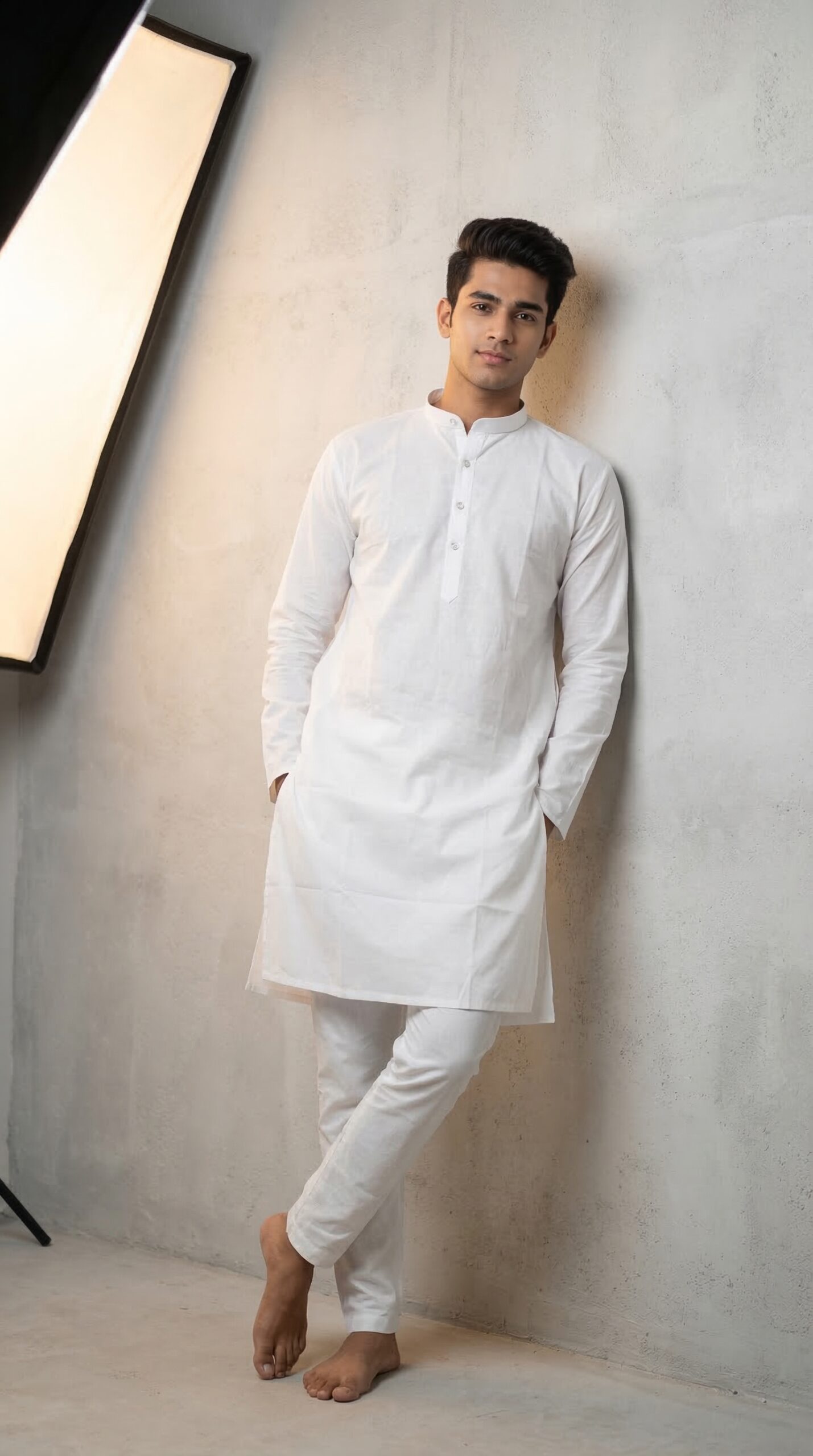 Pure Cotton White Kurta Pyjama Set | Classic Straight Fit | Sizes 40–44
