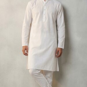 Pure Cotton White Kurta Pyjama Set | Classic Straight Fit | Sizes 40–44